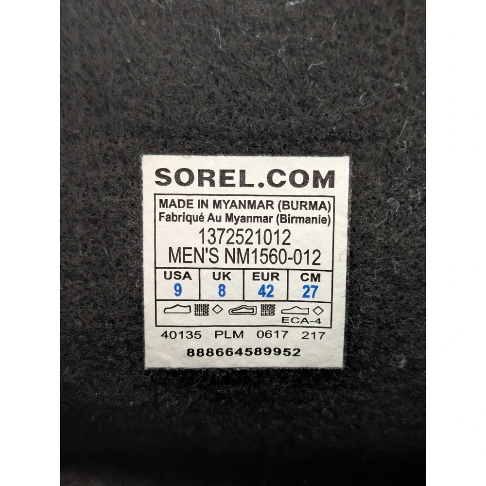Sorel Black 1964 Premium T CVS Snow Boots EU44 Men's 9 Waxed Canvas Rubber Lined